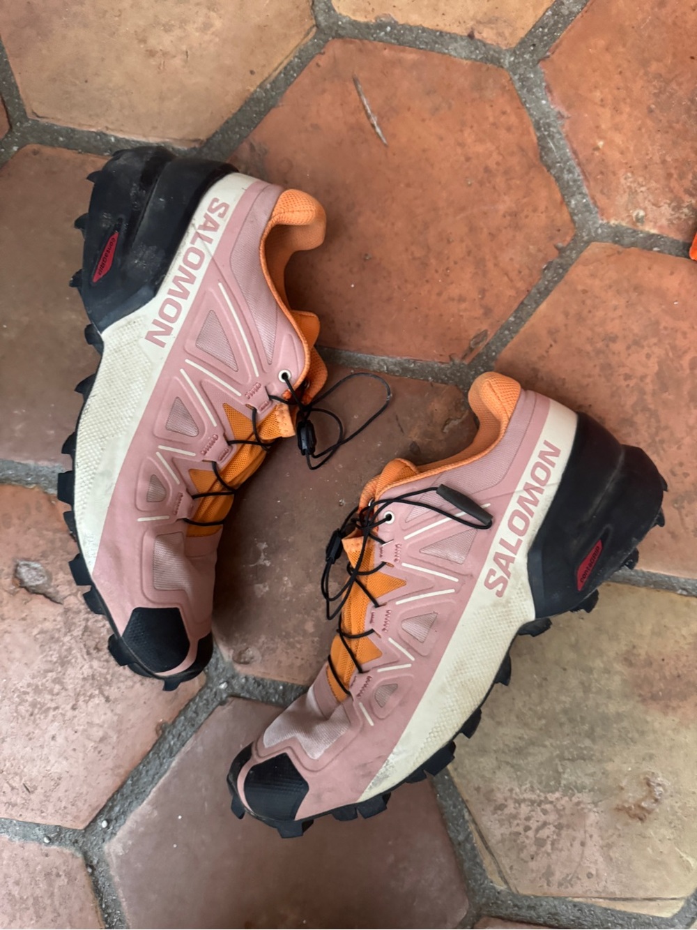 Salomon Pink and Orange Trail Running Shoes - Women's